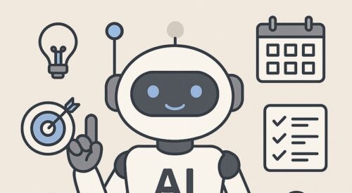 Ilustración de cómo estructurar tus metas mes usando ia con estilo tecnológico y limpio.