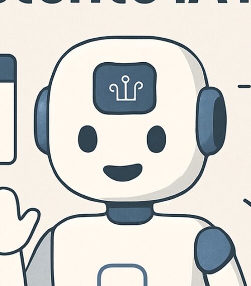 Ilustración de cuál es asistente ia más útil día a con estilo tecnológico y limpio.