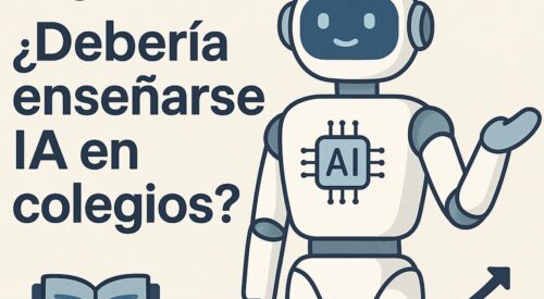 Ilustración de debería enseñarse ia colegios universidades con estilo tecnológico y limpio.