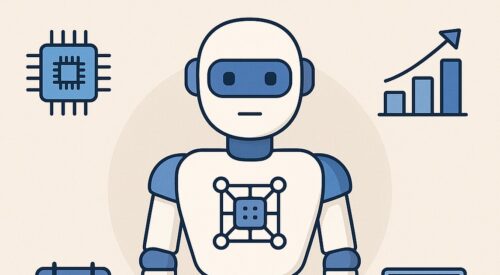 Ilustración de impacto ia productividad personal con estilo tecnológico y limpio.