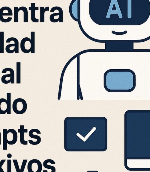 Ilustración de encuentra claridad mental usando prompts reflexivos con estilo tecnológico y limpio.