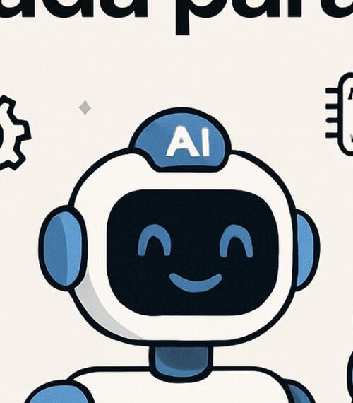 Ilustración de ia como aliada crecimiento personal con estilo tecnológico y limpio.