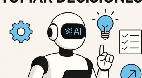 Ilustración de sirve ia tomar decisiones personales importantes con estilo tecnológico y limpio.