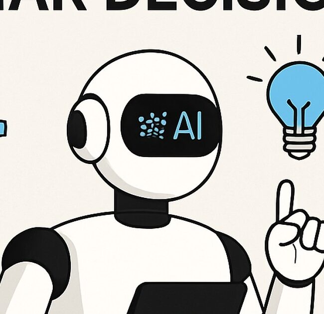 Ilustración de sirve ia tomar decisiones personales importantes con estilo tecnológico y limpio.