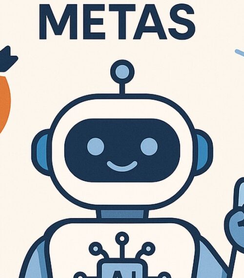 Ilustración de usa ia establecer metas realistas con estilo tecnológico y limpio.