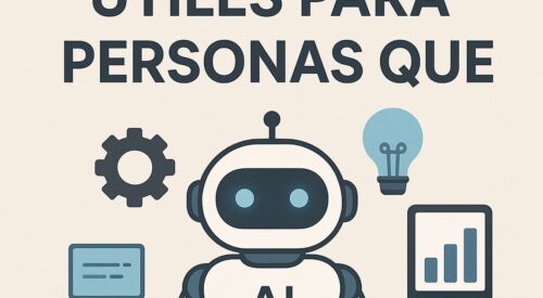 Ilustración de 10 prompts útiles personas que no saben dónde con estilo tecnológico y limpio.