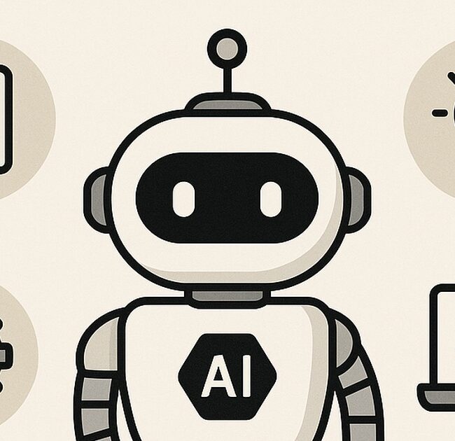 Ilustración de 5 formas reales usar ia día a día con estilo tecnológico y limpio.