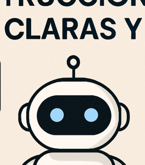 Ilustración de aprende a dar instrucciones claras efectivas a ia con estilo tecnológico y limpio.