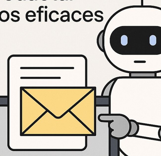 Ilustración de chatgpt redactar correos eficaces trabajo con estilo tecnológico y limpio.