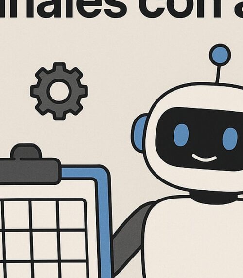 Ilustración de cómo crear rutinas semanales ayuda inteligencia artificial con estilo tecnológico y limpio.