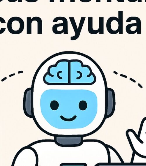 Ilustración de cómo delegar tareas mentales ayuda ia con estilo tecnológico y limpio.