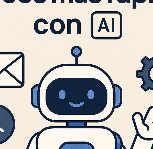 Ilustración de cómo escribir correos más rápidos inteligencia artificial con estilo tecnológico y limpio.