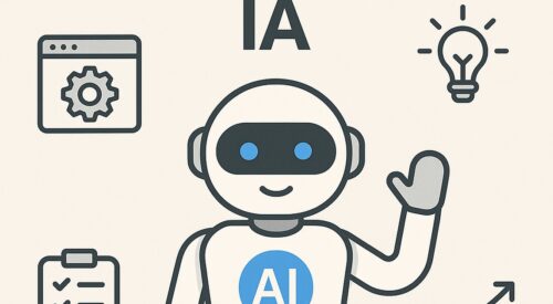 Ilustración de cómo evoluciona tu relación ia tiempo con estilo tecnológico y limpio.