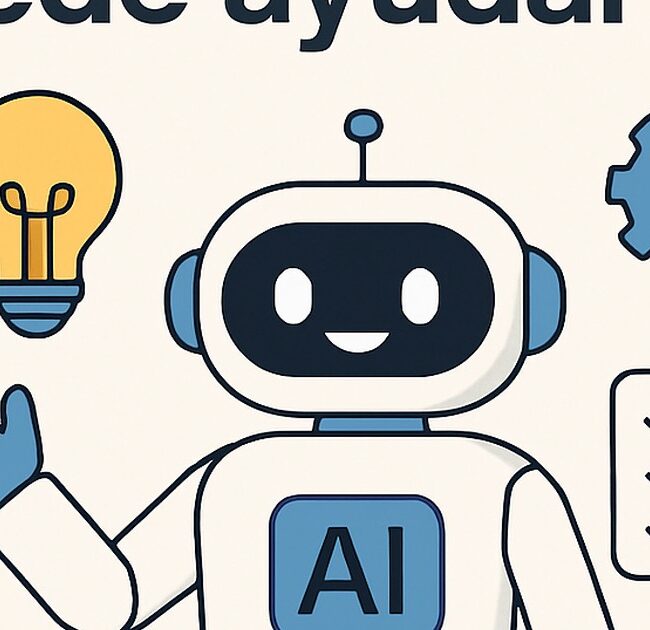 Ilustración de cómo ia puede ayudarte a tomar mejores decisiones con estilo tecnológico y limpio.