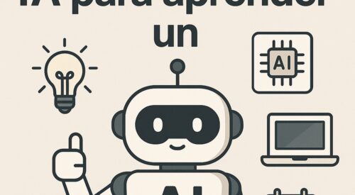 Ilustración de cómo usar ia aprender nuevo idioma desde cero con estilo tecnológico y limpio.