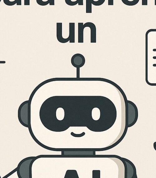 Ilustración de cómo usar ia aprender nuevo idioma desde cero con estilo tecnológico y limpio.