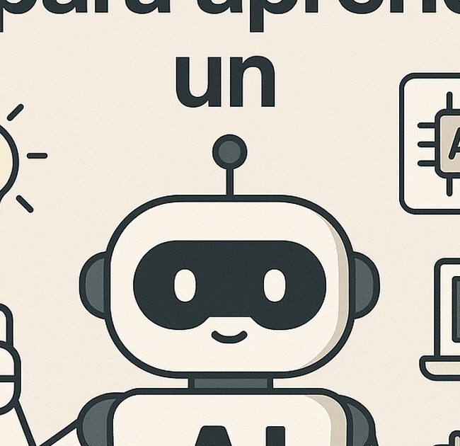 Ilustración de cómo usar ia aprender nuevo idioma desde cero con estilo tecnológico y limpio.