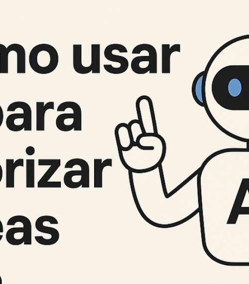 Ilustración de cómo usar ia priorizar tareas forma inteligente con estilo tecnológico y limpio.