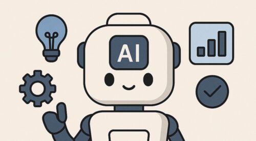 Ilustración de cómo usar ia reducir estrés laboral con estilo tecnológico y limpio.