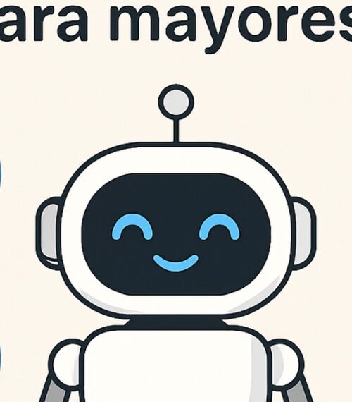 Ilustración de comparativa asistentes ia mayores fácil claro con estilo tecnológico y limpio.