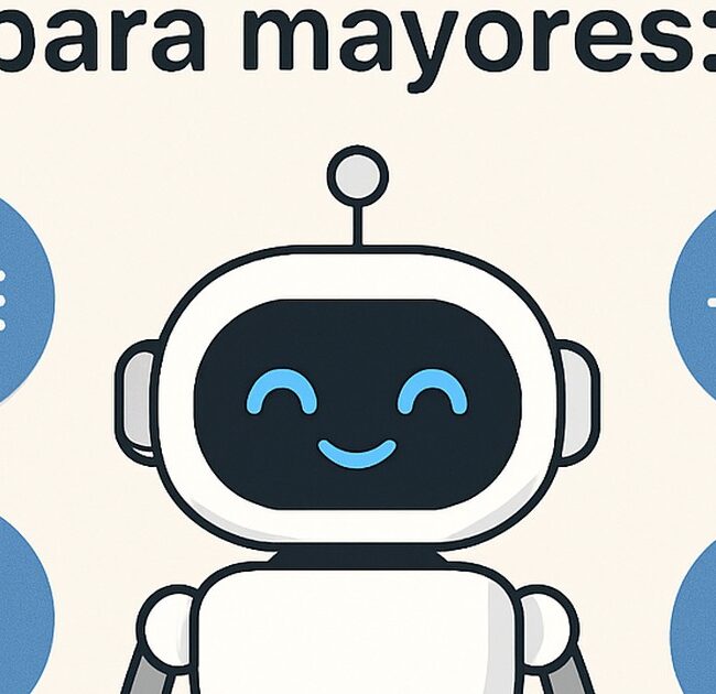 Ilustración de comparativa asistentes ia mayores fácil claro con estilo tecnológico y limpio.