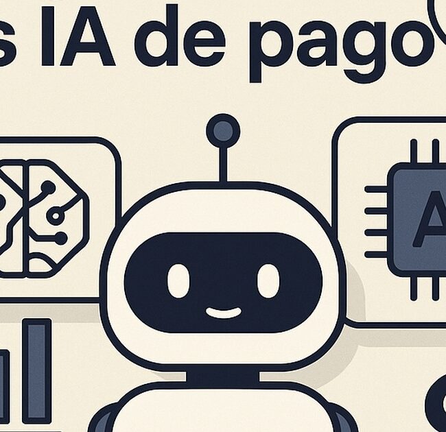 Ilustración de comparativa ia gratuita vs ia pago realmente hay con estilo tecnológico y limpio.