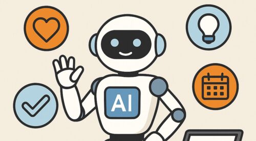 Ilustración de crea rutina autocuidado ia con estilo tecnológico y limpio.