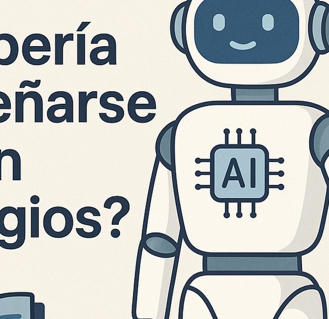 Ilustración de debería enseñarse ia colegios universidades con estilo tecnológico y limpio.