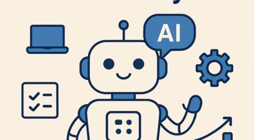 Ilustración de errores comunes al usar ia cómo evitarlos con estilo tecnológico y limpio.