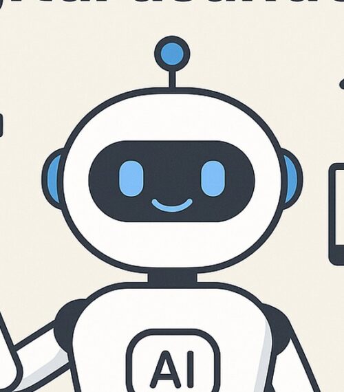 Ilustración de evita sobrecarga digital usando ia intención con estilo tecnológico y limpio.