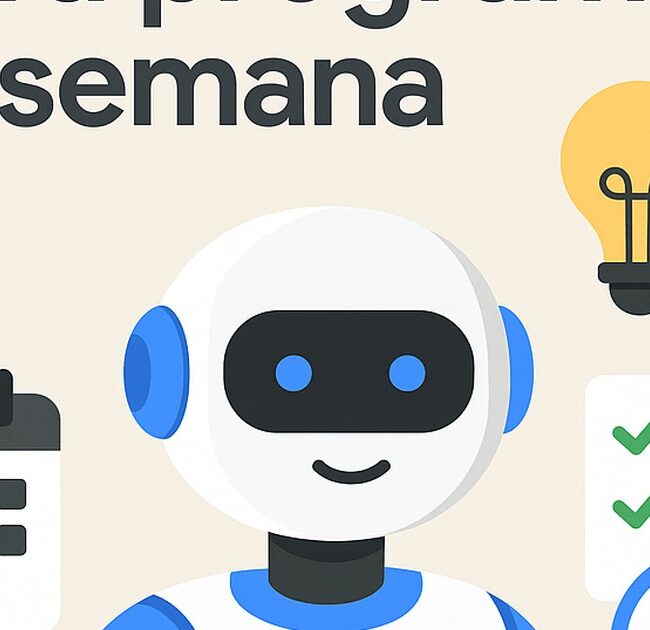 Ilustración de google gemini programar tu semana paso a paso con estilo tecnológico y limpio.