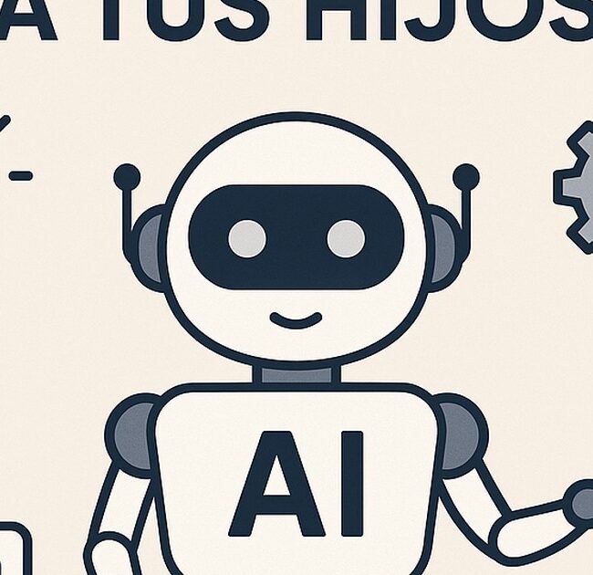 Ilustración de ia ayudar a tus hijos deberes con estilo tecnológico y limpio.