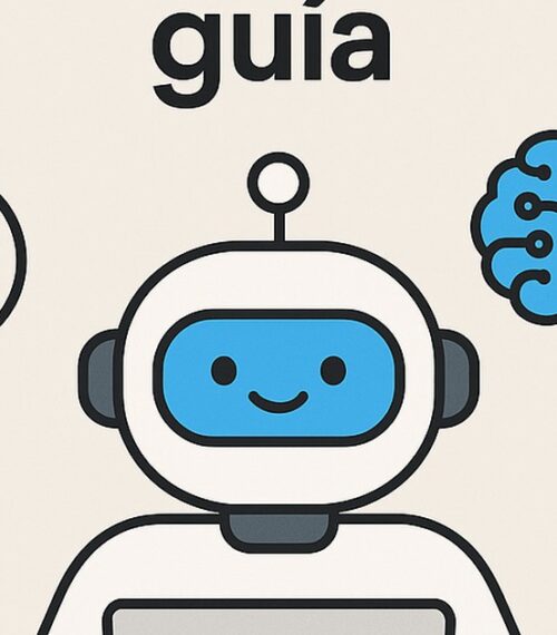 Ilustración de ia personas ansiedad guía primeros pasos con estilo tecnológico y limpio.