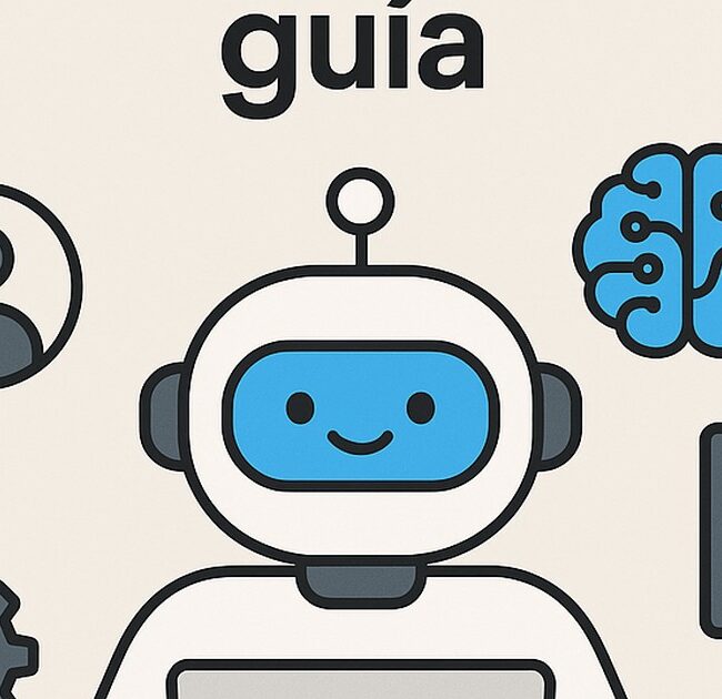 Ilustración de ia personas ansiedad guía primeros pasos con estilo tecnológico y limpio.