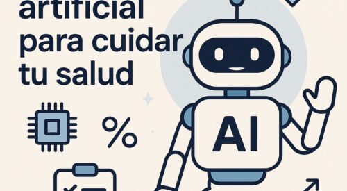 Ilustración de inteligencia artificial cuidar tu salud mental primeros pasos con estilo tecnológico y limpio.