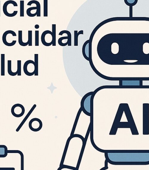 Ilustración de inteligencia artificial cuidar tu salud mental primeros pasos con estilo tecnológico y limpio.