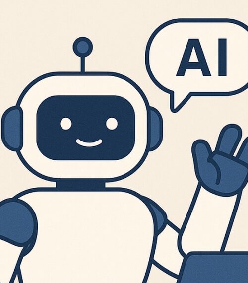 Ilustración de ia como aliada personas introvertidas con estilo tecnológico y limpio.