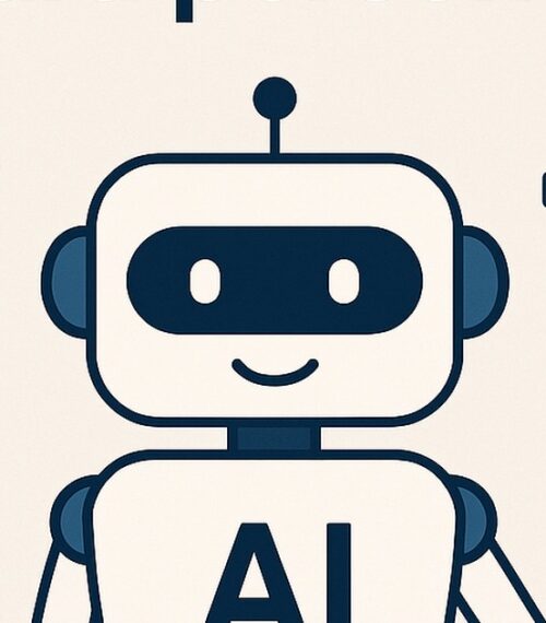 Ilustración de ia como apoyo personas mayores usos sencillos con estilo tecnológico y limpio.