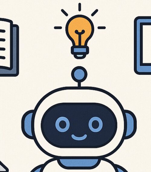 Ilustración de ia como compañero estudio trucos estudiantes con estilo tecnológico y limpio.