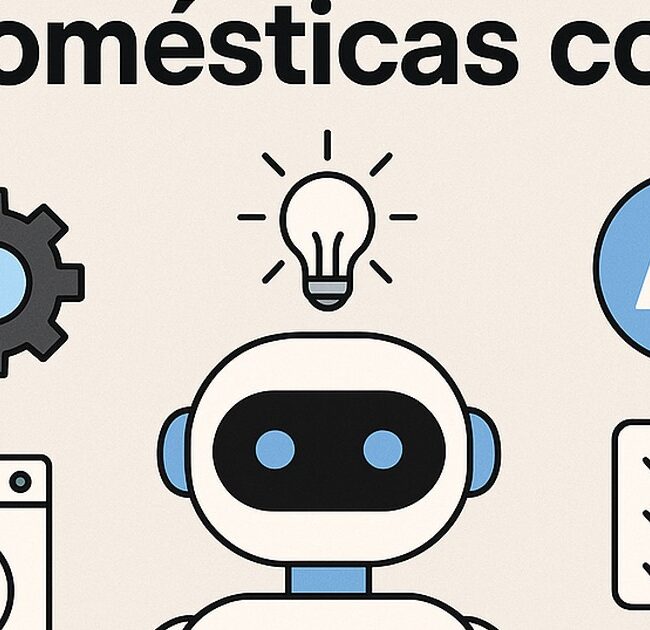 Ilustración de prompts automatizar tareas domésticas ia con estilo tecnológico y limpio.