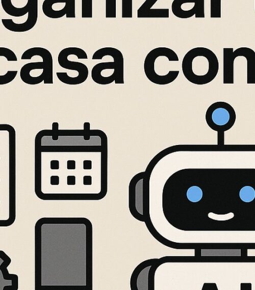 Ilustración de prompts organizar tu casa ia con estilo tecnológico y limpio.