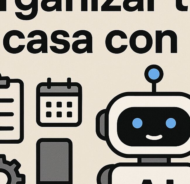 Ilustración de prompts organizar tu casa ia con estilo tecnológico y limpio.