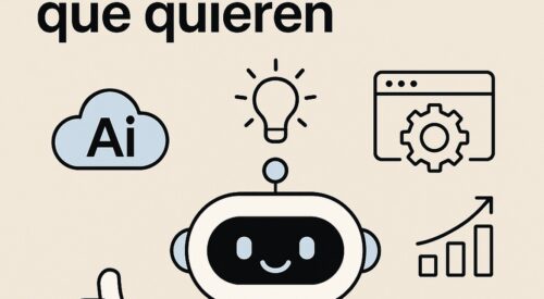 Ilustración de prompts personas mayores que quieren aprender ia con estilo tecnológico y limpio.