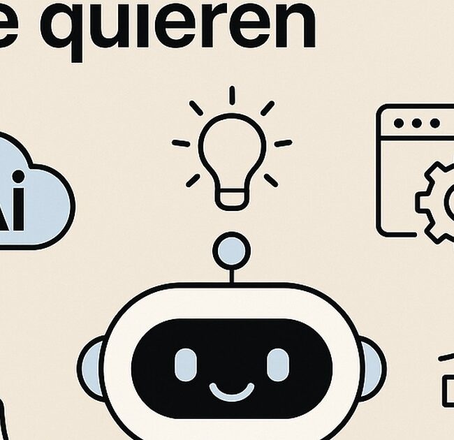 Ilustración de prompts personas mayores que quieren aprender ia con estilo tecnológico y limpio.