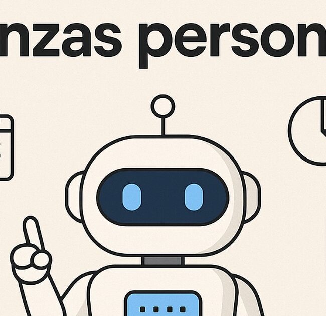 Ilustración de prompts planificar tus finanzas personales con estilo tecnológico y limpio.