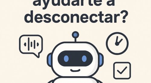 Ilustración de puede ia ayudarte a desconectar trabajo con estilo tecnológico y limpio.