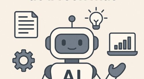 Ilustración de qué herramientas ia son más fáciles principiantes con estilo tecnológico y limpio.