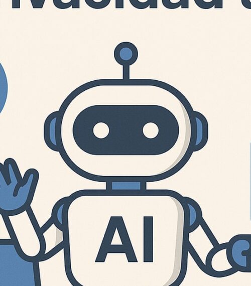 Ilustración de qué pasa tu privacidad al usar inteligencia artificial con estilo tecnológico y limpio.