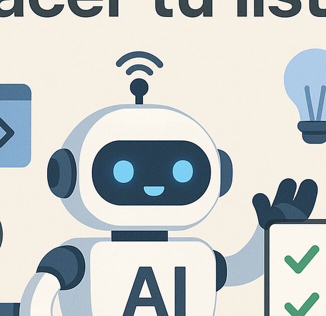 Ilustración de usa ia hacer tu lista compra semanal con estilo tecnológico y limpio.