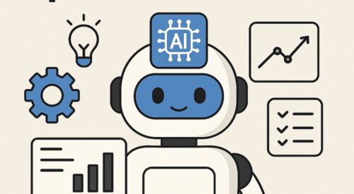 Ilustración de usa ia ser más constante menos perfeccionista con estilo tecnológico y limpio.